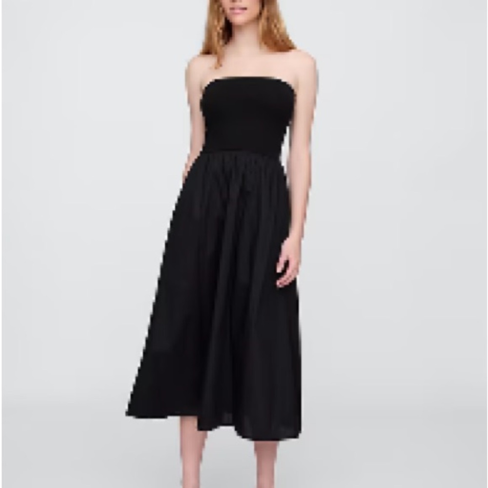 Gap Black Poplin Midi Dress